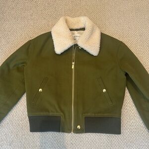Derek Lam Olive Green Jacket with Cream Collar